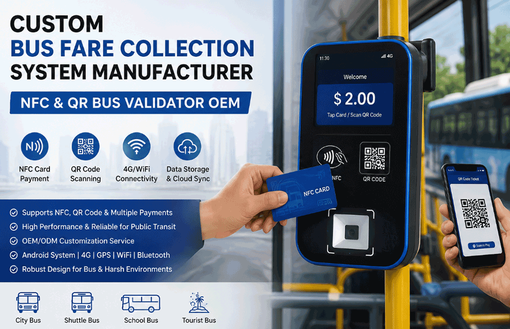 Custom Bus Fare Collection System Manufacturer | NFC & QR Bus Validator OEM