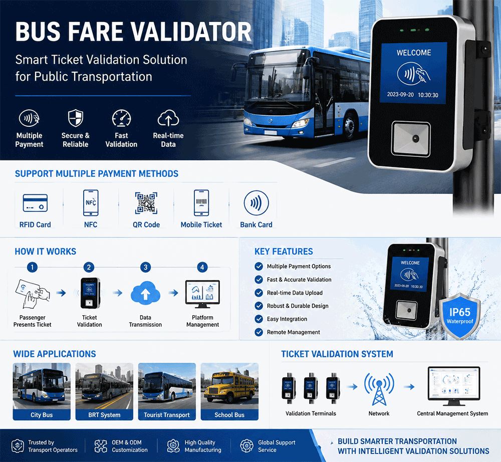 Bus Fare Validator Manufacturer | Smart Ticket Validation System for Public Transportation Bus Fare Validator Manufacturer | Smart Ticket Validation System for Public Transportation