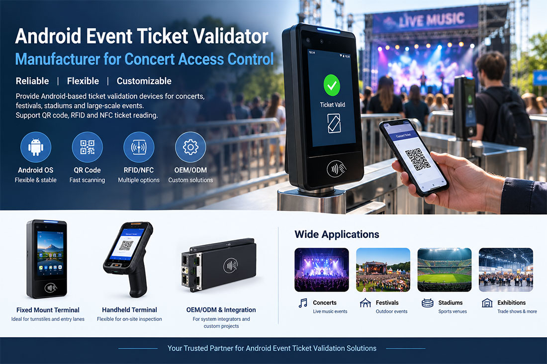 Android Event Ticket Validator Manufacturer for Concert Access Control